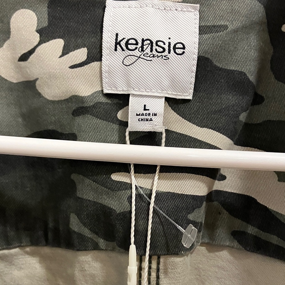 Kensie Camo Green Gray Black Utility Jacket Size L Military Cargo Style New - Picture 7 of 9